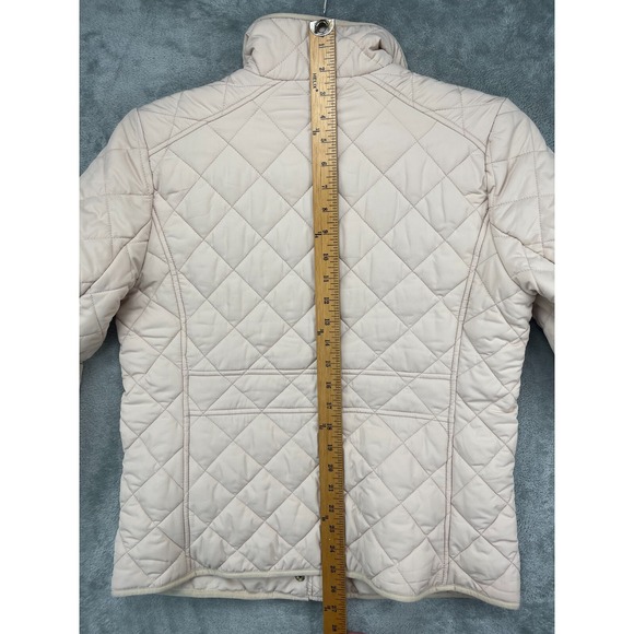 J. Crew Women's Puffer Jacket Size Medium Beige Quilted Pockets Insulated - Picture 10 of 12